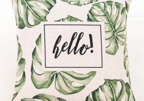housse de coussin tropical hello