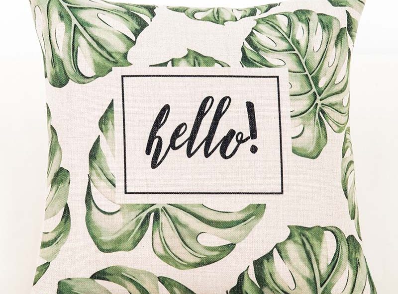 housse de coussin tropical hello