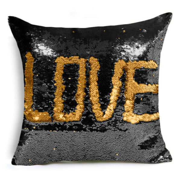 Housse de Coussin Love Paillettes