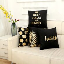 Housse de coussin passion noir et or coussin keep calm and carry