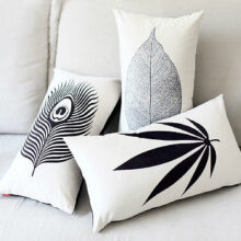 Housse de coussin feuille Rectangulaire