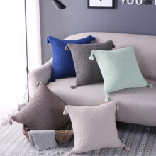 Housse de coussin Tricot à pompon Coussin tricot à pompon