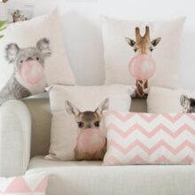 housse de coussin rose