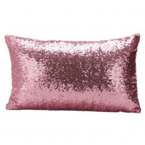 Collection – Housse de coussin à sequins 30x50cm coussin rectangle sequins rose