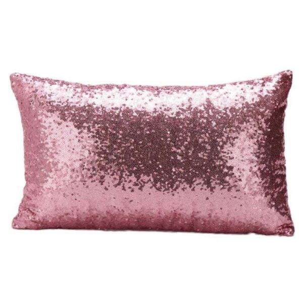 Collection – Housse de coussin à sequins 30x50cm coussin rectangle sequins rose
