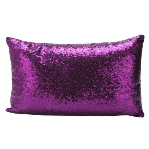 Collection – Housse de coussin à sequins 30x50cm coussin rectangle sequins violet