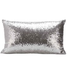 Collection – Housse de coussin à sequins 30x50cm coussin rectangle sequins argenté