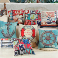 2017 vente CHAUDE 45 cm x 45 cm Ancre Nautique Marin Voile Carte Coton Coussin Canapé Tapis Home Décoration Oreiller housse de Coussin