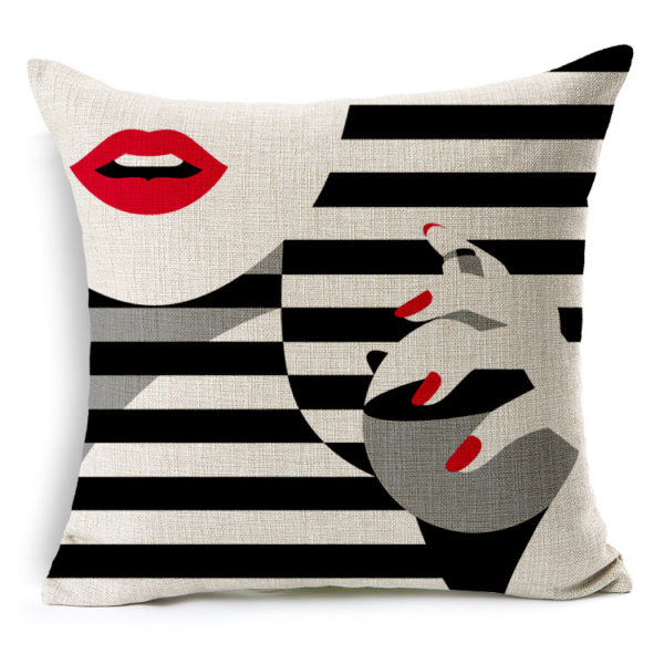Housse de coussin modern art Sexy À Lèvres Personnalisé Coussin Couvre Noir et Rouge Bande Jet oreillers Couverture Rouge Nail Oreillers Cas Chambre Canapé Décoration Canapé cadeau 2