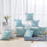 Collection housse de coussin géométrique turquoise