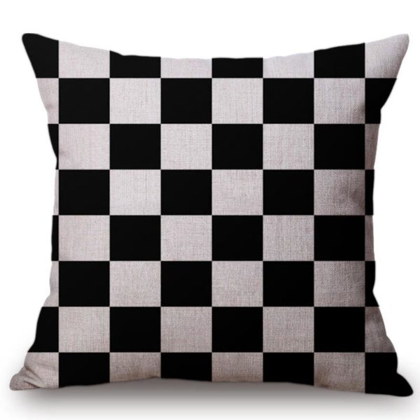 Housses de coussin scandinave classique mode Scandinave Jeter Taie d'oreiller Style Nordique Coussin Décoratif Couvre Noir Jaune Géométrique Bandes Plaid Housse de Coussin pour Canapé 1