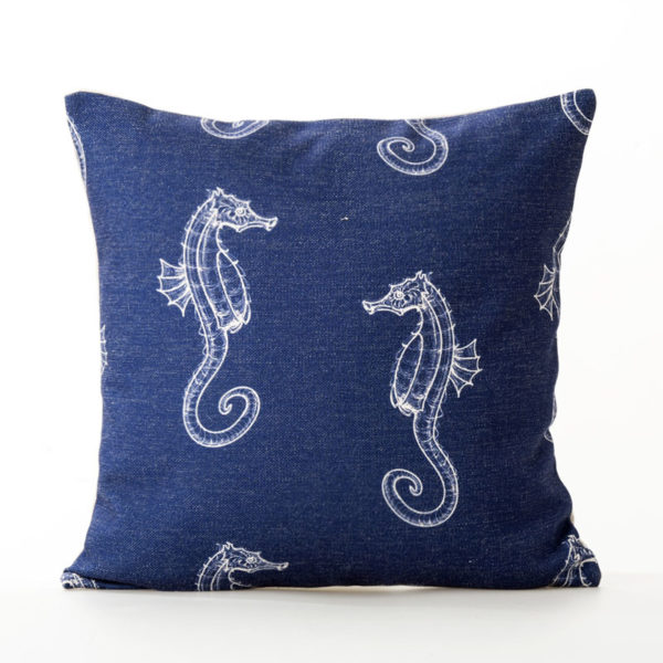 Housse de coussin marin bleu