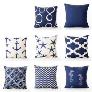Housse de coussin marin bleu Housse de coussin marin bleu