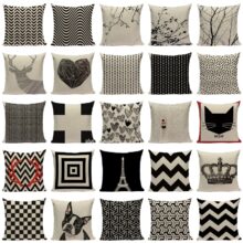 Housse de coussin géométrique carré noir Housse de coussin géométrique carré noir 1