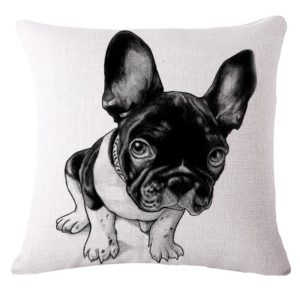 Housse de coussin Les Chiots Vintage Housse de coussin dog noir et blanc 1