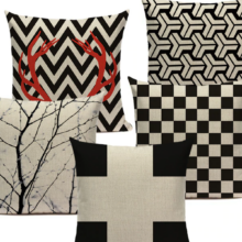 Housse de coussin géométrique carré noir