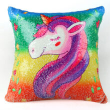 Housse de coussin licorne sequin