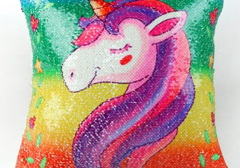 Housse de coussin licorne sequin
