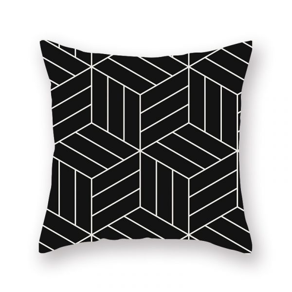 Housse de coussin black & white scandinave RULDGE 1 pc Géométrique Housse de Coussin Polyester Taie d'oreiller Noir Et Blanc Accueil Décoratif Oreillers Couverture Pour Canapé Voiture 2