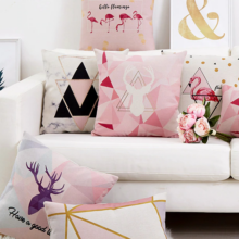 housse de coussin cerf et flamant rose