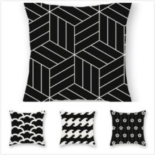 Housse de coussin black & white scandinave RULDGE 1 pc Géométrique Housse de Coussin Polyester Taie d'oreiller Noir Et Blanc Accueil Décoratif Oreillers Couverture Pour Canapé Voiture 1