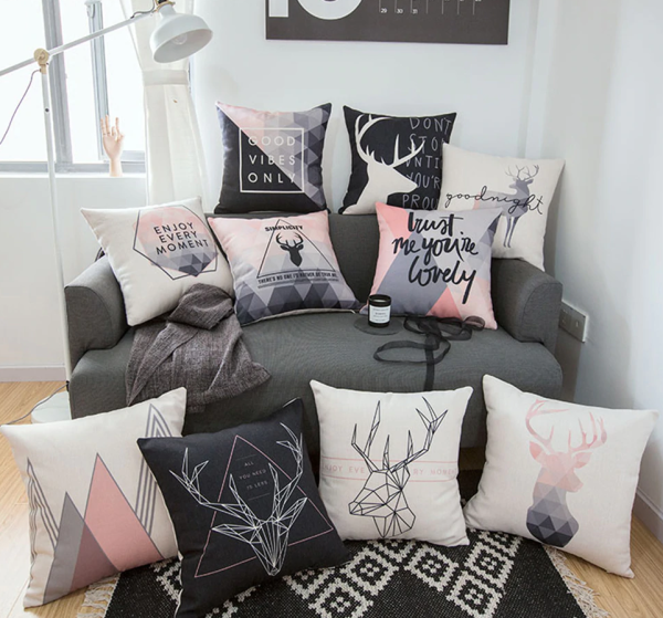 housse de coussin cerf scandinave 3d