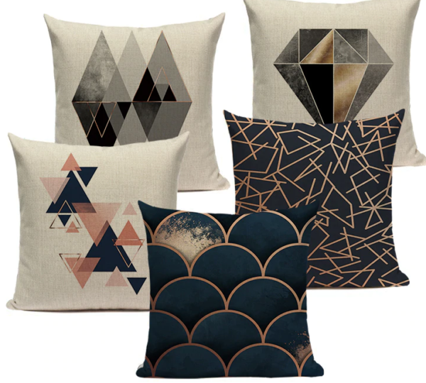 Housse de coussin géométrique black diamond