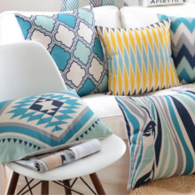 Housse de coussin nordique bleu mosaïque Housse de coussin nordique bleu mosaïque