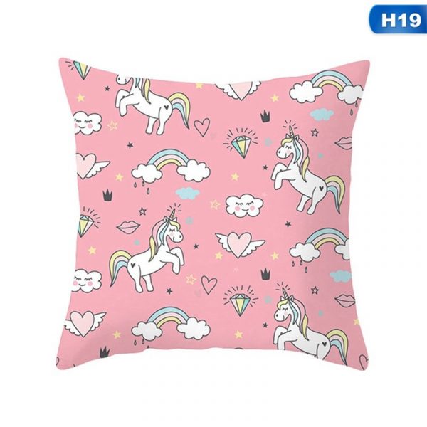 Housse de coussin la licorne rose