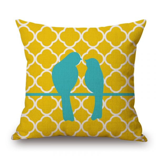 Housse de coussin scandinave yellow bird 2
