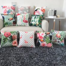 Housse de coussin collection reina flamingo tropical 1