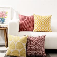 Housse de coussin collection yellow nordique retro