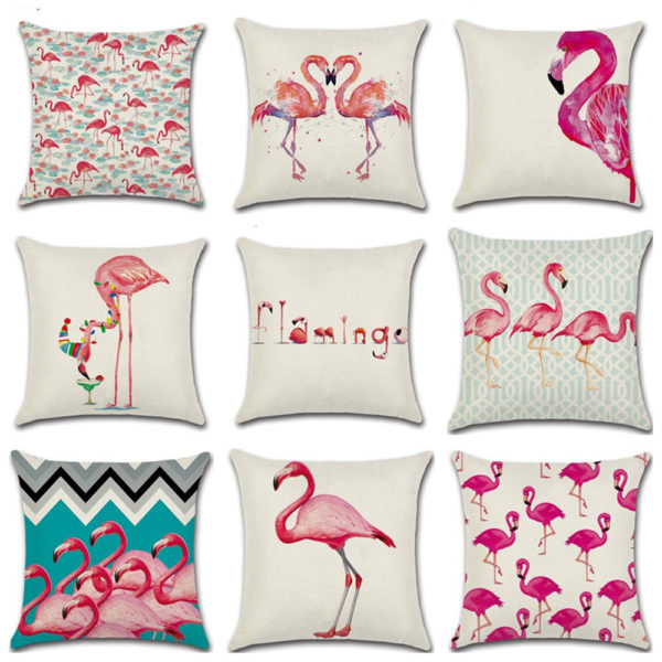 Housse de coussin mosaïque de flamant rose Housse de coussin mosaïque de flamant rose  1