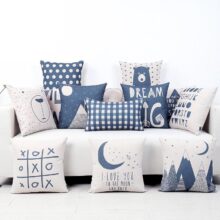 housses de coussin morpion bleu scandinave 1