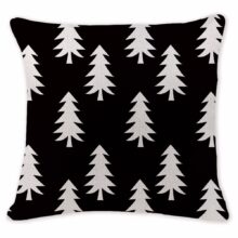 Rétro Simple coussins cas scandinave pin arbre oreiller couvre extérieur coton linge décoration de maison noir blanc coussin lombaire 2