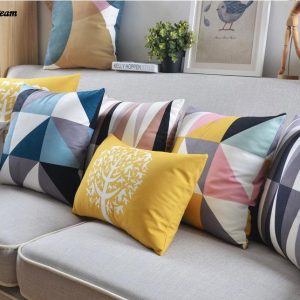 Housse de coussin collection arbre jaune 1
