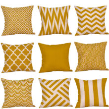Housse de coussin jaune moutarde géométrique  3