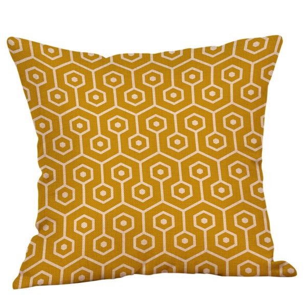 Housse de coussin jaune moutarde géométrique  1