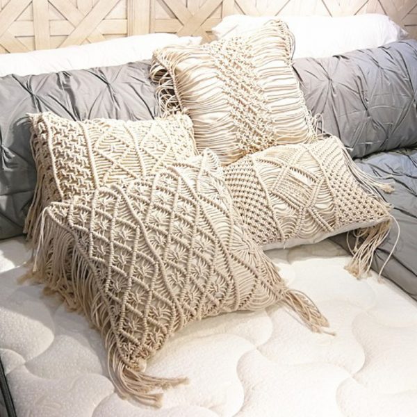 Housse de coussin Macramé bohême 1
