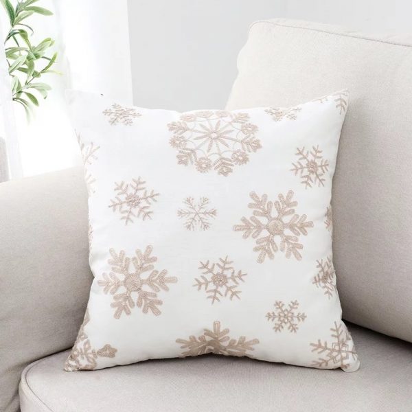 Housses de coussins Noël  Flocons brodés Coussins Noël  Flocons brodés 2