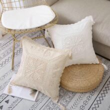 housse de coussin brodé blanc et ivoire housse de coussin brodé blanc et ivoire 2