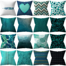 Housses de coussin bleu vert créatif Housses de coussin bleu vert créatif  1
