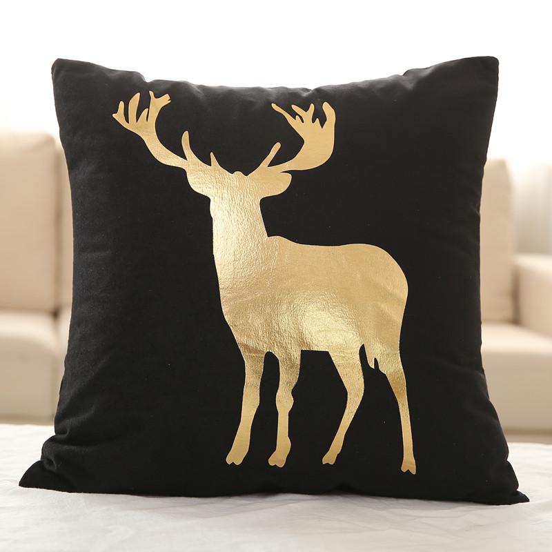 coussin animaux cerf brillant or