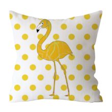 housse de coussin pois jaune flamand rose