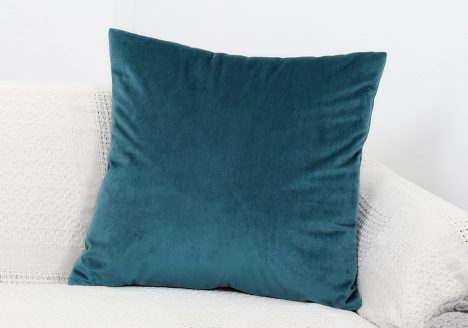 coussin velours bleu canard carré