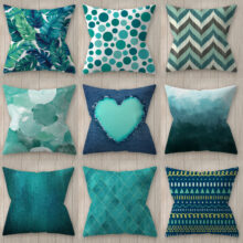 Housses de coussin bleu vert créatif Housses de coussin bleu vert créatif  2
