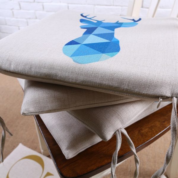 Coussin de chaise scandinave cerf bleu Coussin de chaise scandinave cerf bleu 1