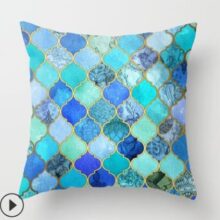 Housse de coussin géométrique graphique design housse de coussin carrée bleu et vert