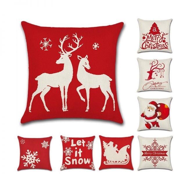 Housse de coussin noël et cerfs joyeux Housse de coussin noël et cerfs joyeux 1