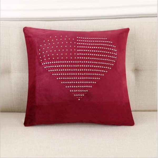 Housse de coussin cœur de strass 3